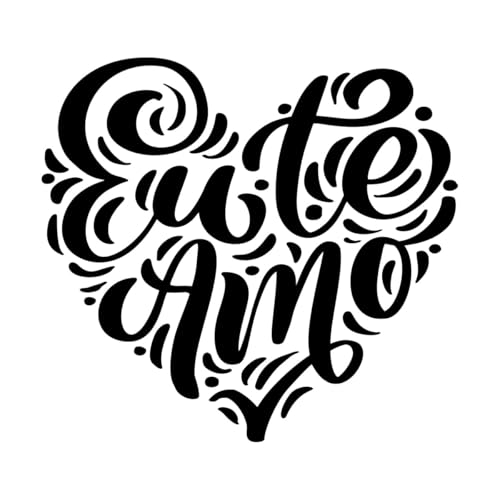 Ich liebe dich Portugiesische Europäische Union Te Amo Kalligraphie Schriftart Fein geschnitzte Aufkleber 42x45.5cm Beschädigt die Wandoberfläche nicht Schwarz von ERGOU