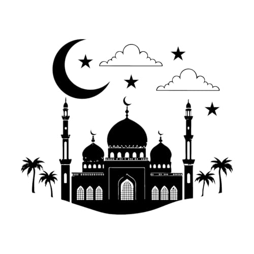 Islamische Architektur mit Halbmond-Kunst-Gravur, Aufkleber, 65,6 x 79 cm, mehrere Größen erhältlich, Schwarz Islamische Architektur mit Halbmond-Kunst-Gravur, Aufkleber, 65,6 x 79 cm, mehrere Größen erhältlich, Schwarz von ERGOU