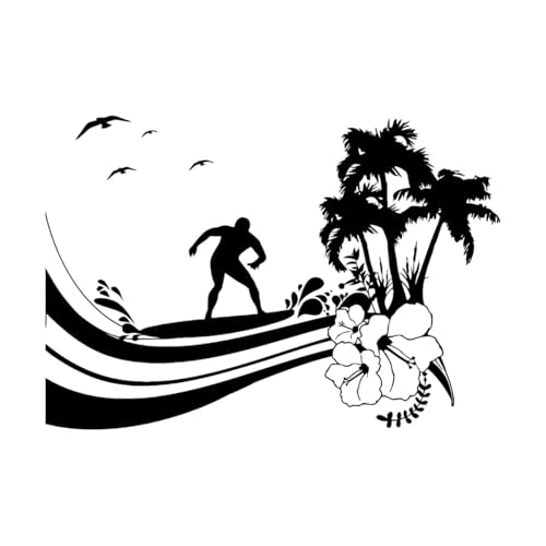 Sommer Surfen Wellen Palmen Strand Stil Surf Island Wandaufkleber PVC 32x46.3cm Tattoo-Kultur Schwarz Sommer Surfen Wellen Palmen Strand Stil Surf Island Wandaufkleber PVC 32x46.3cm Tattoo-Kultur Schwarz von ERGOU