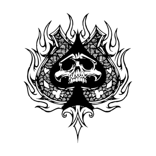 Totenkopf Skelett Spielkarte Anzüge Tod Pik Wand- und Wandaufkleber aus Vinyl 34x40.7cm Mehrere Farbauswahl Schwarz von ERGOU