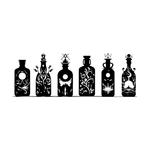 Wand- und Wandaufkleber, Motiv: Shadowed Bottle Forms, Vinyl, 48 x 136 cm, verschiedene Größen erhältlich, Schwarz von ERGOU