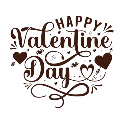Wandaufkleber "Happy Valentine Day", 42 x 46,9 cm, selbstklebend, Kaffeebraun von ERGOU