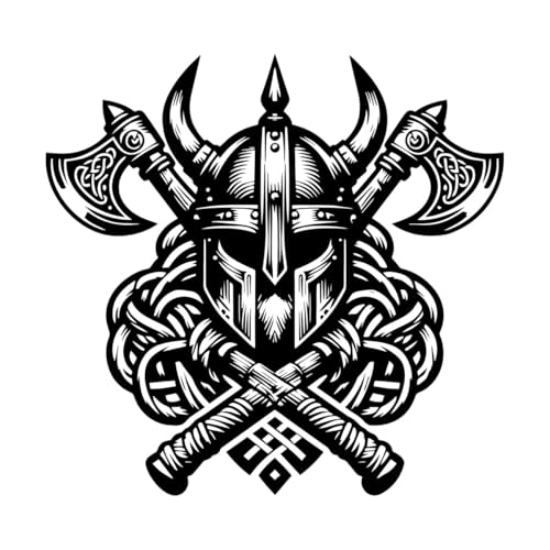 ein Wikingerhelm mit Äxten und keltischem Knoten Wandaufkleber 42x43.6cm Ladendekoration Schwarz ein Wikingerhelm mit Äxten und keltischem Knoten Wandaufkleber 42x43.6cm Ladendekoration Schwarz von ERGOU