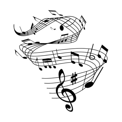 musikalische Welle von Musiknoten und Notenschlüssel auf Notenzeile Fein geschnitzte Aufkleber 42x45.1cm Selbstklebend Schwarz musikalische Welle von Musiknoten und Notenschlüssel auf Notenzeile Fein geschnitzte Aufkleber 42x45.1cm Selbstklebend Schwarz von ERGOU