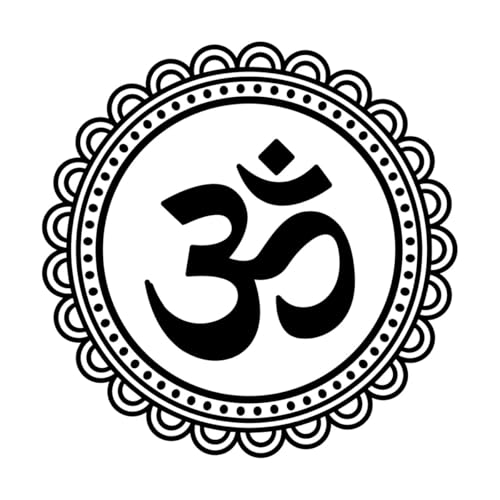 om Hindu-Symbol mit Mandala, feine Schnitzerei-Aufkleber, 54,6 x 54,7 cm, beschädigt die Wandoberfläche nicht, Schwarz von ERGOU