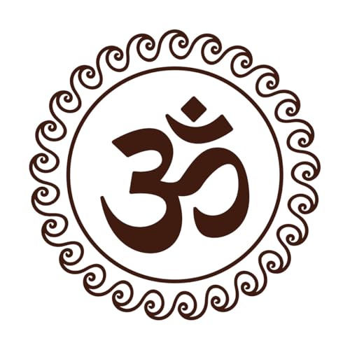 om Hindu-Symbol mit Wellen-Mandala, feine Schnitz-Aufkleber, 54,6 x 54,7 cm, entfernbar, ohne Klebstoff zu hinterlassen, Kaffee von ERGOU
