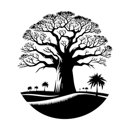 schöne Baobab-Baum-Silhouette im Naturthema Wandaufkleber aus Papier 42x47.8cm Rückstandslos entfernbar Schwarz schöne Baobab-Baum-Silhouette im Naturthema Wandaufkleber aus Papier 42x47.8cm Rückstandslos entfernbar Schwarz von ERGOU