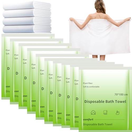 ERHAOG Einweg Badetuch - 10 Stück 100 x 70 cm Einweg Handtuch Einweg Waschlappen Reise Handtuch Einmalhandtücher Erfrischungstücher für Erwachsene Wandern Küche Zuhause von ERHAOG