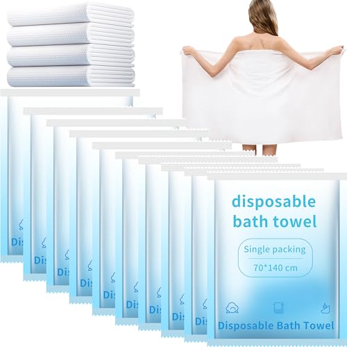 ERHAOG Einweg Badetuch - 10 Stück 140 x 70 cm Einweg Handtuch Einweg Waschlappen Reise Handtuch Einmalhandtücher Erfrischungstücher für Erwachsene Wandern Küche Zuhause von ERHAOG