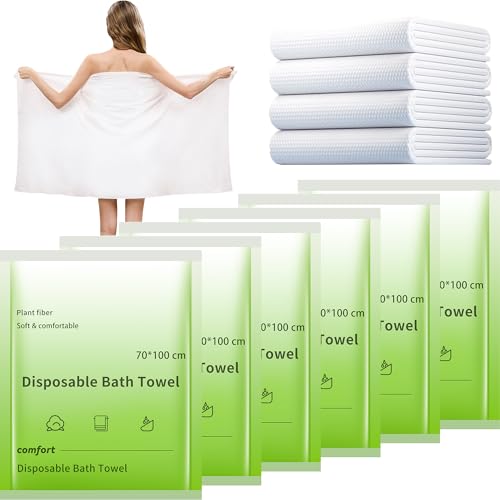 ERHAOG Einweg Badetuch - 6 Stück 100 x 70 cm Einweg Handtuch Einweg Waschlappen Reise Handtuch Einmalhandtücher Erfrischungstücher für Erwachsene Wandern Küche Zuhause von ERHAOG