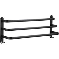 Badezimmer-Handtuchhalter, schwarze selbstklebende Wand-Handtuchhalter für Dusche und Küche, wasserdichte Handtuchhalter mit Haken (40 cm, drei Badezimmer-Handtuchhalter, schwarze selbstklebende Wand-Handtuchhalter für Dusche und Küche, wasserdichte Handtuchhalter mit Haken (40 cm, drei von ERHOPE