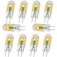 G4 Glühbirne, G4 LED Birne 2W 200LM, entspricht G4 20W Halogenbirne, warmweiß 3000K, AC/DC 12V, flimmerfrei, nicht dimmbar, 10 Stück von ERHOPE