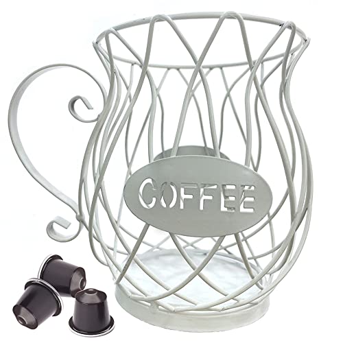 Kaffeekapselkorb, Kaffee Pod Halter, Kaffee Kapsel Lagerung Korb, Kaffee Pod Halter Lagerung Korb für mehrere Kapseln, Espresso Halter, Kaffeekapsel Ständer Küchenaufbewahrungshalter (Weiß) von WEIWUXIAN