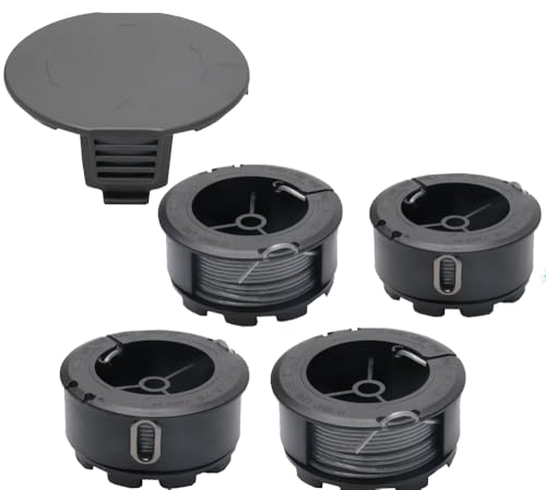 4 StÜCk Rasentrimmer Fadenspule 1 Trimmerabdeckung Kompatibel mit BOSCH UniversalGrassCut 18 18-26 18-260, austauschbar mit F016800570 Ersatzspule. von ERHUO