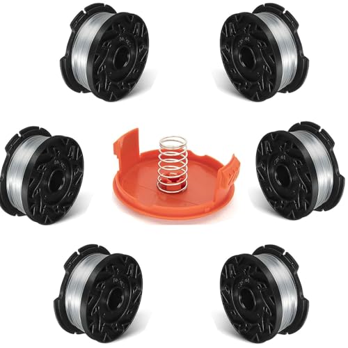 Trimmerspule mit 1 Rasentrimmer-Spulenabdeckung, kompatibel mit Black+Decker Rasentrimmer, ersetzt A6485 A6481 AF-100 ST5530-GB GLC3630L20-GB STC1820PC-GB BESTA530-GB BESTA525-GB von ERHUO