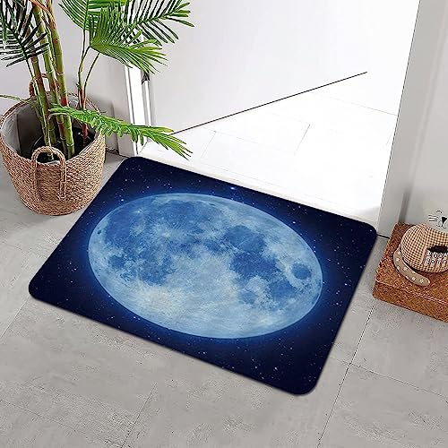 Badteppich rutschfeste,Erstaunlicher Mond Schöner Fantasie Sternenhimmel Glühender Mond Blau Marine Schwarz,Wasserabsorbierend Badematte maschinenwaschbar Badvorleger für Dusche,Badewanne,40x60cm von ERICAT