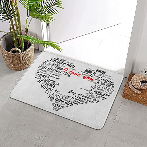 ERICAT Badteppich rutschfeste,Herz bestehend aus den Worten Ich Liebe Dich,Wasserabsorbierend Badematte maschinenwaschbar Badvorleger für Dusche,Badewanne,40x60cm von ERICAT