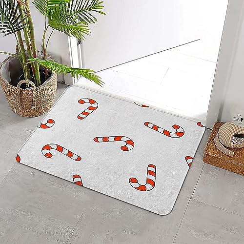 ERICAT Badteppich rutschfeste,Muster mit fallenden Zuckerstangen auf White Santa's Reif Cane Sweet Holiday Food,Wasserabsorbierend Badematte maschinenwaschbar Badvorleger für Dusche,Badewanne,40x60cm von ERICAT