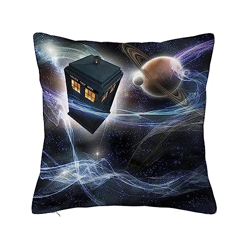 ERICAT Überwurf Kissen Fall Quadratisch Kissenbezug,Doctor Who Tardis Dans Sternenhimmel-Fantasie-Hintergrund,Home Dekorative Sofa Sessel Schlafzimmer Wohnzimmer 45x 45cm von ERICAT