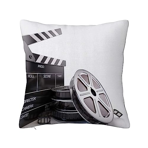 ERICAT Überwurf Kissen Fall Quadratisch Kissenbezug,Filmrollen und Filmklappe,Home Dekorative Sofa Sessel Schlafzimmer Wohnzimmer 45x 45cm von ERICAT