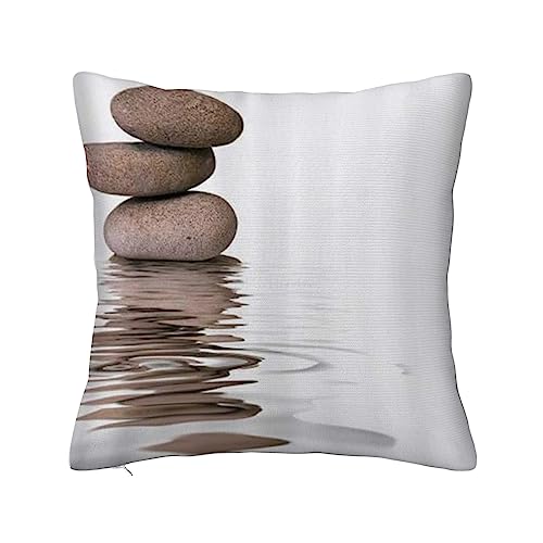 ERICAT Überwurf Kissen Fall Quadratisch Kissenbezug,Zen Stones Rocks Water Plätschert friedliche Meditation,Home Dekorative Sofa Sessel Schlafzimmer Wohnzimmer 45x 45cm von ERICAT