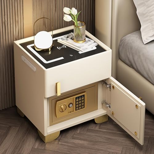 Intelligenter Nachttisch Mit Verstecktem Safe, Nachttisch mit Ladestation und USB-/Typ-C-Anschlüssen, LED-Nachttisch mit Einstellbarer Helligkeit, Platte Aus Gehärtetem Glas ( Color : Light yellow , S Intelligenter Nachttisch Mit Verstecktem Safe, Nachttisch mit Ladestation und USB-/Typ-C-Anschlüssen, LED-Nachttisch mit Einstellbarer Helligkeit, Platte Aus Gehärtetem Glas ( Color : Light yellow , S von ERICAT