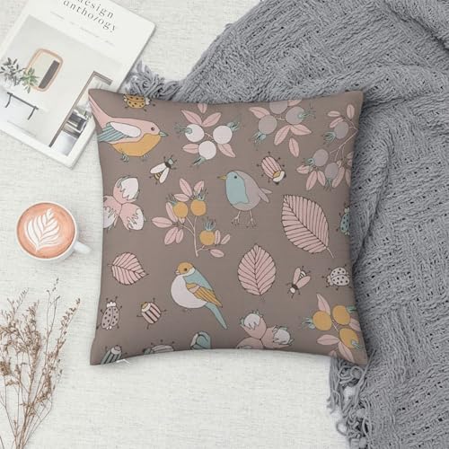 Kopfkissenbezug Home Dekoration,Käfer Sp Sammlung Beeren Vögel Natur Hagebutte Botanik Mais Doodle Zeichnung gezeichnet,Pillowcase Super Weich Sofakissen für Wohnzimmer Sofa Bed,45x45cm von ERICAT