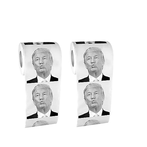 Neuheit Donald Trump Kuss bedruckte Toilettenpapierrolle Streich Witz Serviette Humor bedruckte Toilettenpapierrolle Seidenpapier Zigarettenpapier Geschenk (Color : 2PCS, Size : One size) von ERICAT