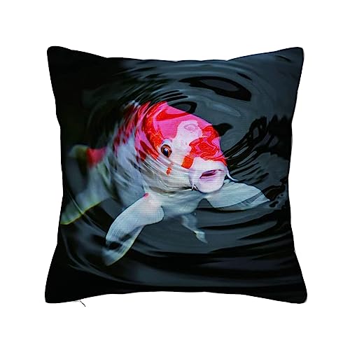 Überwurf Kissen Fall Quadratisch Kissenbezug,Roter Fisch Japan Koi-Karpfen im Teich Ammoniak Ammonium Zucht Kohlenhydrate Landwirtschaft,Home Dekorative Sofa Sessel Schlafzimmer Wohnzimmer 45x 45cm von ERICAT