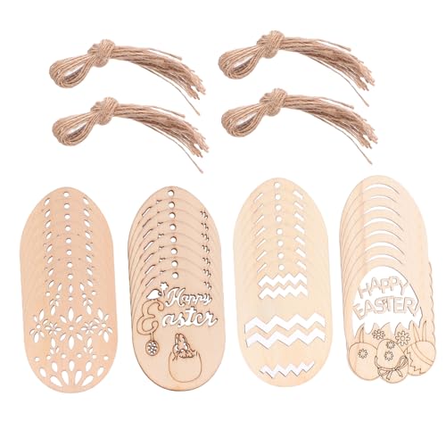 ERINGOGO 40stücke Holz Für Ostern Dekorative Hängende Ornamente Für Fenster Türen Und Wände Leichte Sichere Und Vielseitige Ostern-Dekoration Für Festlichkeiten Und Feiern von ERINGOGO