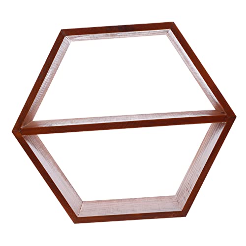 ERINGOGO 1 Stück Wandregal Veranstalter bücherregal Wandlagerregal Regale für die Wanddekoration Wandorganisator wandmontierte Regale Sechseckregale für die Wand Holz Braun von ERINGOGO