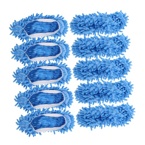 ERINGOGO 10 Stück Mikrofaser Bodenwischer Hausschuhe Waschbare Mop-socken mit Abnehmbaren Bezügen Geräuschlose Superabsorbierende Reinigungsschuhüberzüge für Effektive Fußbodenreinigung im von ERINGOGO