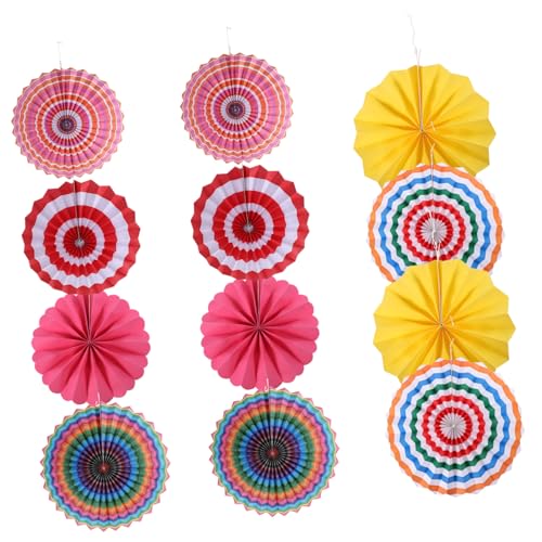 ERINGOGO 12 Stück Teiliges Bunte Papierfächer Wanddeko Rund Verschiedene Wiederverwendbar für Hochzeits und Festival Party Foto Hintergrund DIY Geburtstagsfeier von ERINGOGO