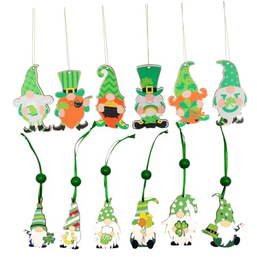 ERINGOGO 12stücke GNOME Holzpendants Für Patrick's Day Dekoration Für Partys Fenster Und Türen Zufällige Designs Zubehör Für Festliche Anlässe von ERINGOGO