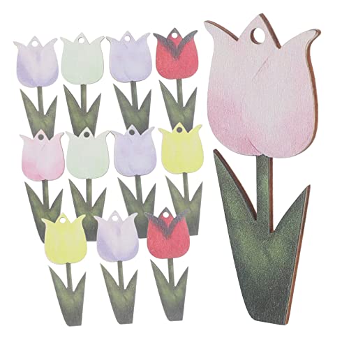 ERINGOGO 12stücke Teiliges Holz Ostern Dekoration Hängende Tulpen Ornamente Für Garten Tür Und Fenster Natürliche Holzverzierungen Für Fröhliche Frühlingsfeiern von ERINGOGO