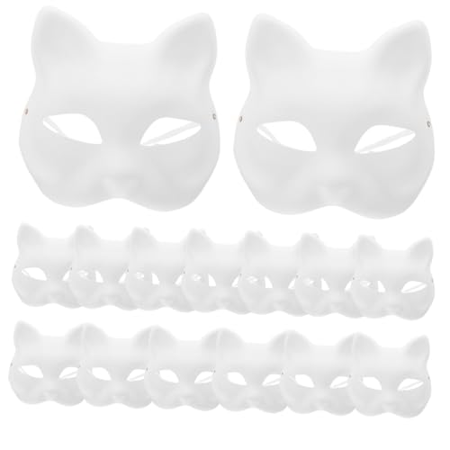 ERINGOGO 15stücke Katzenmaske DIY Bemalbare Papiermasken Unbemalte Blanko Maskenballmaske Für Frauen Weiß Cosplay Party Geburtstagsfeier Karneval Halloween von ERINGOGO