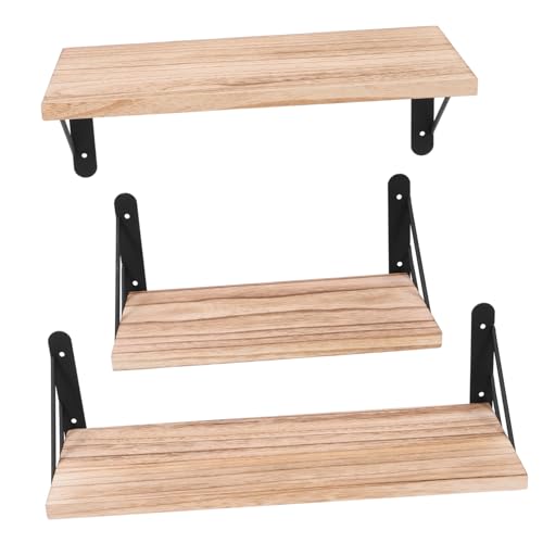 ERINGOGO 1satz Wandregal Set Aus Holz Teiliges Schwebendes Für Wohnzimmer Schlafzimmer Und Büro Rustikale Wandablage Zur Dekoration Und Aufbewahrung Einfache Montage Und Langlebige von ERINGOGO