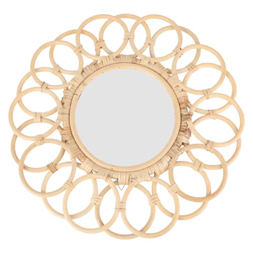 ERINGOGO 1stück Nordic Rattan Woven Mirror Vintage Wandspiegel Im Boho-Stil Für Stilvolle Wanddekoration Für Schlafzimmer Und Flur von ERINGOGO
