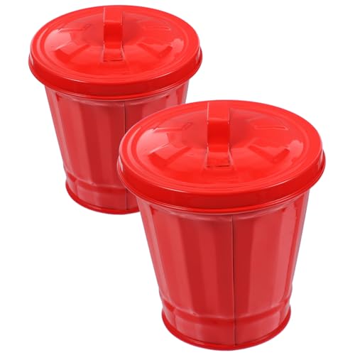 ERINGOGO 2 Stück Galvanisierter Mini Desktop Mülleimer mit Deckel Robuster Verzinkter Papierkorb für Büro Küche und Zuhause Kompakter Abfallbehälter im Vintage Stil Praktischer von ERINGOGO