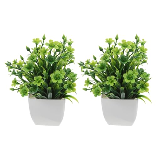 ERINGOGO 2 Stück Künstliche Bonsai Pflanzen Klein Fadebeständig Grüne Kunstpflanzen für Tisch Dekoration Wohnzimmer Badezimmer Büro Stilvolle Zimmerpflanzen von ERINGOGO