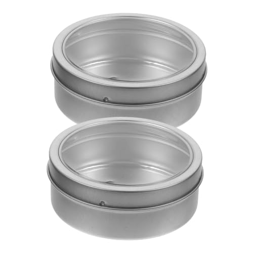 ERINGOGO 2 Stück Magnetische Runde Edelstahl Aufbewahrungsbox mit Transparentem Deckel Kompakt Platzsparend für Gewürze Kleinteile Snacks für Kühlschrank und Küche von ERINGOGO