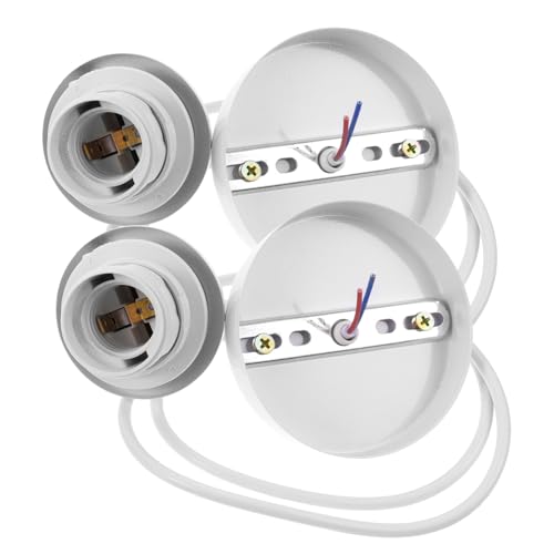 ERINGOGO 2 Stück Metall Lampenfassung mit Gewindesockel Deckenbaldachin Lampenhalter Weißes Kabel Kompatibel mit LED Halogen Energiespar Leuchtmitteln Robust und Rostfrei ERINGOGO 2 Stück Metall Lampenfassung mit Gewindesockel Deckenbaldachin Lampenhalter Weißes Kabel Kompatibel mit LED Halogen Energiespar Leuchtmitteln Robust und Rostfrei von ERINGOGO