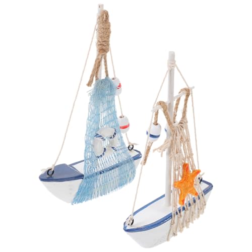 ERINGOGO 2 Stück Mini Segelboot Modell Segelschiff Ornamente Weihnachts Desktop Dekoration Mini Boot Boot Nautische Küsten Segelboote Büro Segelboot Dekoration Holz von ERINGOGO