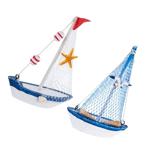 ERINGOGO 2stücke Teiliges Holz Segelboot Modell Dekoration Nautische Deko Für Tisch Schlafzimmer Wohnzimmer Und Büro Im Mediterranen Stil Kreative Wohnaccessoires von ERINGOGO