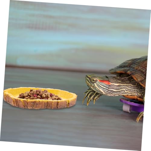 ERINGOGO 2 Stück Reptilien Futter Wasserschale aus Resin mit Baumstamm Design Kleine Futter Trinkschale für Echsen Schlangen Geckos und Schildkröten im Terrarium von ERINGOGO