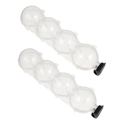 ERINGOGO 2 Stück Runde Eiswürfelform aus Kunststoff mit Deckel Wiederverwendbare Eiswürfel form für Whisky Cocktails Saft Einfache Entnahme Große Kugel form für Gefrierschrank von ERINGOGO