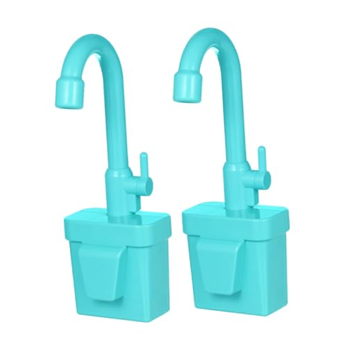 ERINGOGO 2 Stück Simulation Küchenwasserhahn Teiliges aus Robustem mit Drehbarem Auslauf Verschleißfest und Einfach zu Montieren Zubehör für Kinderspüle und Spielküche Blau von ERINGOGO