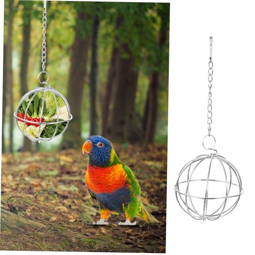 ERINGOGO 2 Stück Teiliges Edelstahl Hänge Futterspender für Geflügel und Kleintiere Kugelförmig Sicher und Langlebig für Obst und Gemüse Praktisches Design für Stall und Käfig von ERINGOGO