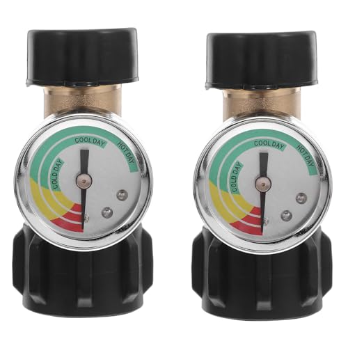 ERINGOGO 2 Stück Teiliges Gasflaschen-adapterset aus Messing mit Präzisem Druckmanometer Kompatibel mit Anschlüssen für Camper BBQ Gasgrill Heizung Langlebig und Auslaufsicher von ERINGOGO
