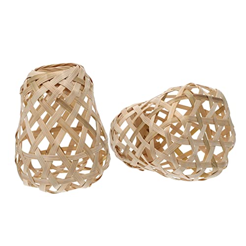 ERINGOGO 2 Stück Teiliges Lampenschirm Klein Dekorativer Pendelleuchten Abdeckung Vintage Boho Abdeckung Stabile Natürliche Textur Geeignet für Decken und Tischlampen Wohnzimmer von ERINGOGO
